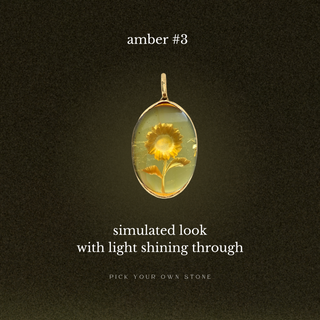 Amber Love Pendant - Pick Your Own Stone in Solid 14k Gold