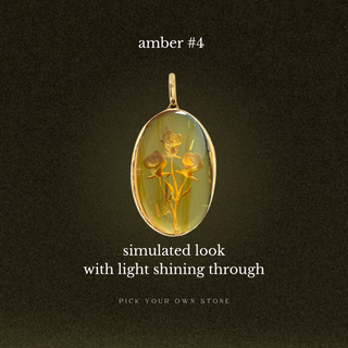 Amber Love Pendant - Pick Your Own Stone in Solid 14k Gold