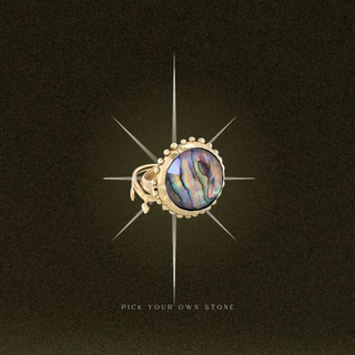 Lumi Ring with Magical Abalone Crystal (Large) in Gold Plated Brass